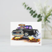 1970-72 Chevy C10ブラックトラック ポストカード (スタンド正面)