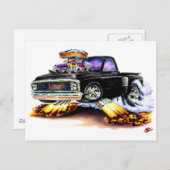 1970-72 Chevy C10ブラックトラック ポストカード (正面/裏面)