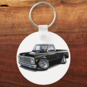 1970-72 Chevy C10ブラックホワイトトップトラック キーホルダー (正面)