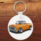 1970-72 Chevy C10 Orange-Whiteトップトラック キーホルダー (正面)