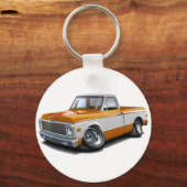 1970-72 Chevy C10 Orange-Whiteトラック キーホルダー (正面)