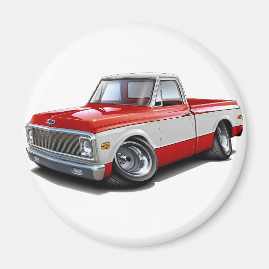 1970-72 Chevy C10 Red-Whiteトラック マグネット (正面)