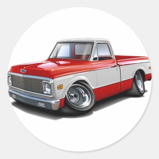 1970-72 Chevy C10 Red-Whiteトラック ラウンドシール (正面)