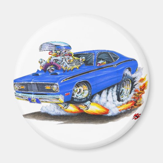 1970-74プリマス・ダスター・ブルー・カー マグネット (正面)