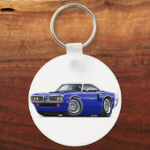 1970 Coronet RT Dkブルーホワイトトップフードスクープカー キーホルダー (正面)