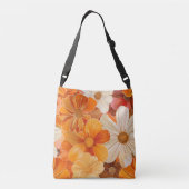 1970er retro Blumenmuster in orange クロスボディバッグ (裏面)