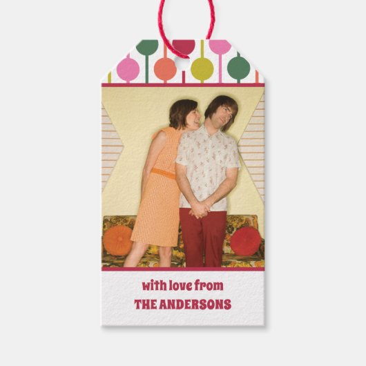 1970sスタイル幾何学的プリント写真 ギフトタグ (正面)