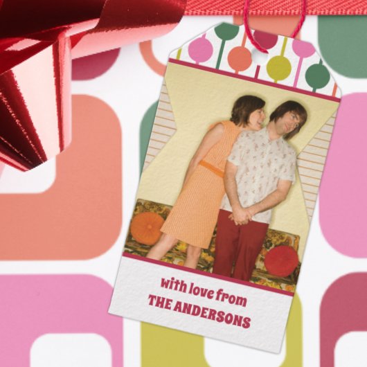 1970sスタイル幾何学的プリント写真 ギフトタグ