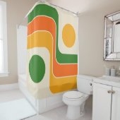 1970sモダンレトロスタイル幾何学的デザイン シャワーカーテン (インサイチュ)