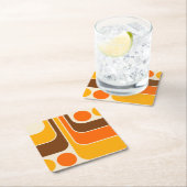 1970sモダンレトロスタイル幾何学的デザイン スクエアペーパーコースター (インサイチュ)