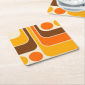 1970sモダンレトロスタイル幾何学的デザイン スクエアペーパーコースター (アングル)