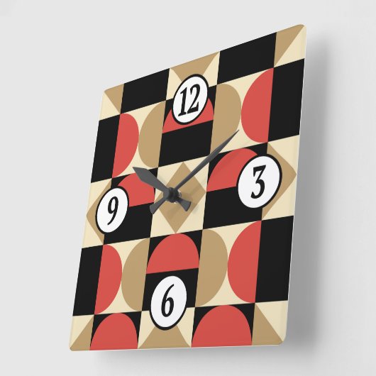 1970sモダンレトロスタイル幾何学的デザイン スクエア壁時計 (傾斜)