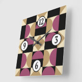 1970sモダンレトロスタイル幾何学的デザイン スクエア壁時計 (傾斜)