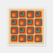 1970sモダンレトロスタイル幾何学的デザイン スタンダードカクテルナプキン (正面)