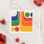 1970sモダンレトロスタイル幾何学的デザイン スタンダードカクテルナプキン (インサイチュ)