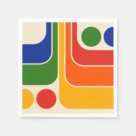 1970sモダンレトロスタイル幾何学的デザイン スタンダードカクテルナプキン (正面)