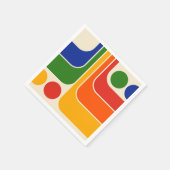 1970sモダンレトロスタイル幾何学的デザイン スタンダードカクテルナプキン (角)