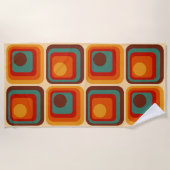 1970sモダンレトロスタイル幾何学的デザイン ビーチタオル (正面)