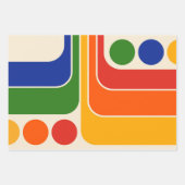 1970sモダンレトロスタイル幾何学的デザイン ラッピングペーパーシート (正面)