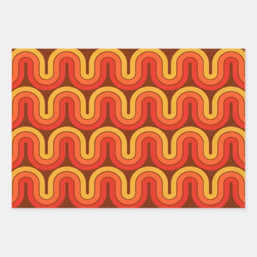 1970sモダンレトロスタイル幾何学的デザイン ラッピングペーパーシート (正面3)