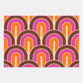 1970sモダンレトロスタイル幾何学的デザイン ラッピングペーパーシート (正面2)