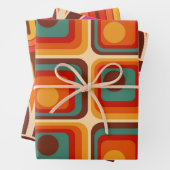 1970sモダンレトロスタイル幾何学的デザイン ラッピングペーパーシート (インサイチュ)