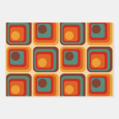 1970sモダンレトロスタイル幾何学的デザイン ラッピングペーパーシート (正面)