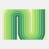 1970sモダンレトロスタイル幾何学的デザイン ラッピングペーパーシート (正面)