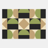 1970sモダンレトロスタイル幾何学的デザイン ラッピングペーパーシート (正面2)