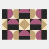 1970sモダンレトロスタイル幾何学的デザイン ラッピングペーパーシート (正面)