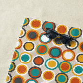 1970sレトロオレンジ色ティール(緑がかった色)円パターン ビーチタオル (インサイチュ)