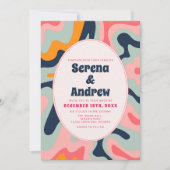 1970sレトログルーヴィパステルはっきりした 招待状 (正面)