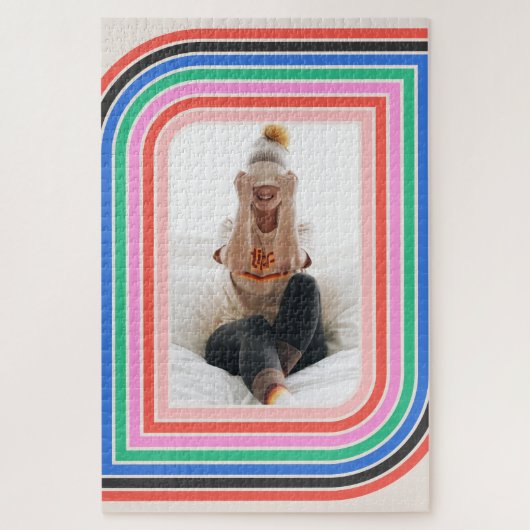 1970sレトロストライプカスタマイズ可能なフォトパズル20x30 ジグソーパズル (縦)