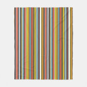 1970sレトロファンキーオレンジブラウンアクアホワイトストライプの フリースブランケット (正面)