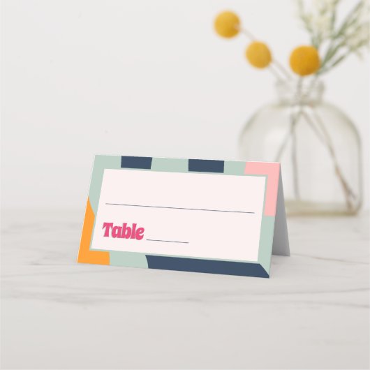 1970sレトロGroovyはっきりした抽象芸術 プレイスカード (正面)