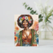 1970s African American Woman With Afro ポストカード (スタンド正面)