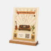 1970s Music Therapy & スキャン可能なSpotifyプレイリスト アクリルサイン (傾斜)