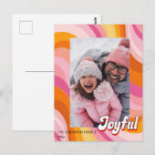 1970's Retro Christmas Pink Red Photo Holiday ポストカード (正面/裏面)