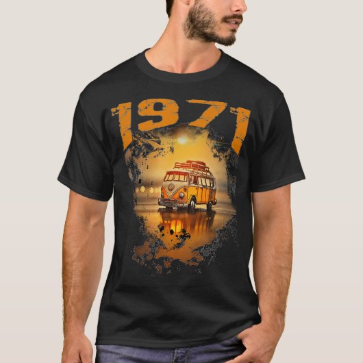 1971ヴィンテージヒッパイバン誕生日レトロ70sバン tシャツ (正面)