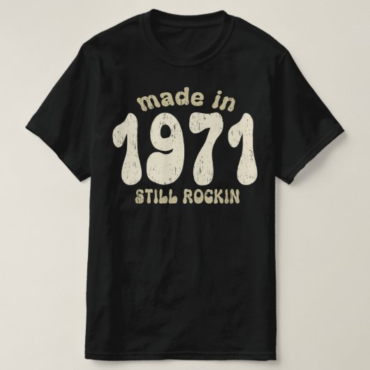 1971年に作られたまだ揺れるヴィンテージ数 Tシャツ (デザイン正面)