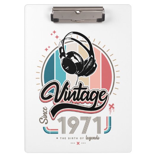 1971年のヘッドフォン以降のヴィンテージ クリップボード (正面)