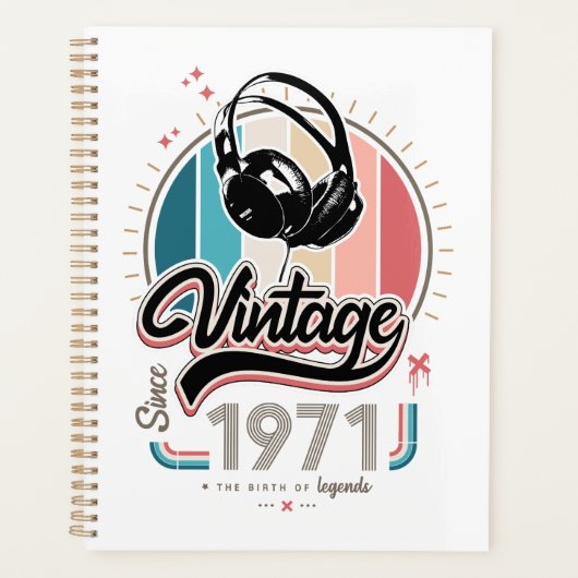 1971年のヘッドフォン以降のヴィンテージ プランナー手帳 (正面)