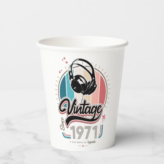 1971年のヘッドフォン以降のヴィンテージ 紙コップ (裏面)