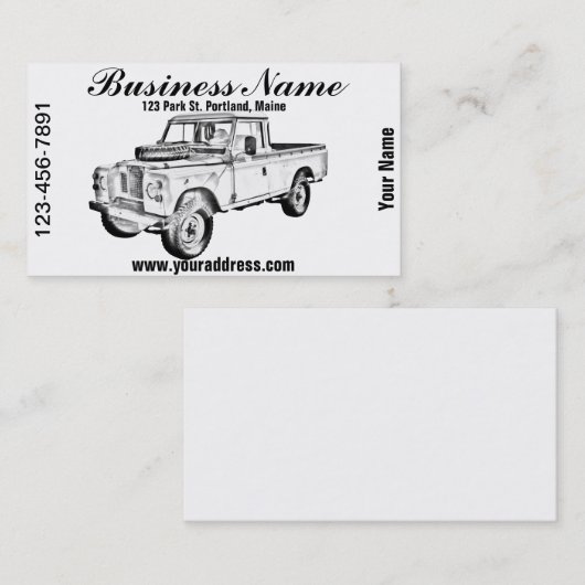 1971年のランドローバーはトラックのイラストレーションを取ります 名刺 (正面/裏面)