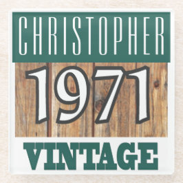 1971年の名前のヴィンテージガラスコースター ガラスコースター