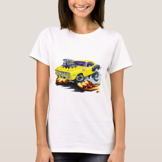 1971年のHemi Cudaの黄色い車 Tシャツ (正面)