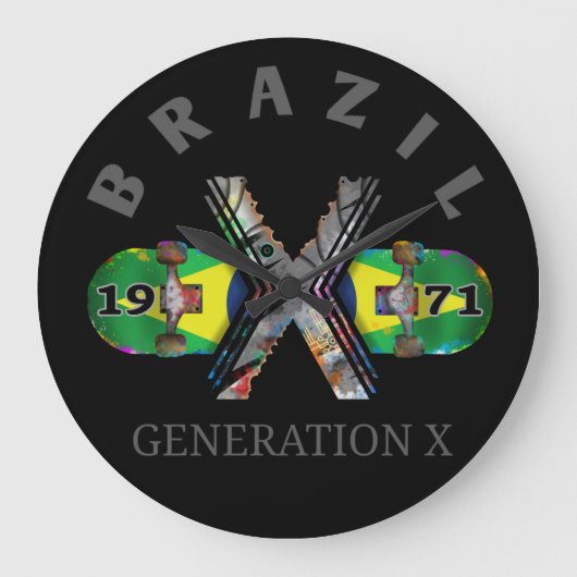 1971年代xブラジル製スケートボード ラージ壁時計 (正面)