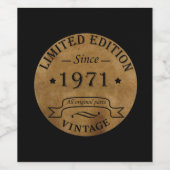 1971年生まれのヴィンテージ誕生日 ワインラベル (シングルラベル)