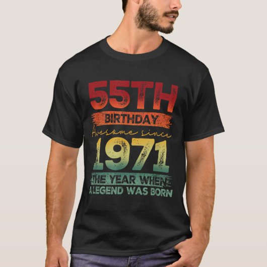 1971年製 ヴィンテージ 55歳 限定版 55歳の誕生日 Tシャツ (正面)