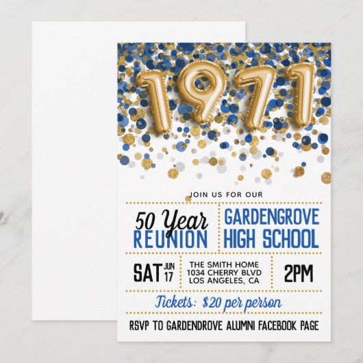 1971年高校懇親会 招待状 (正面/裏面)